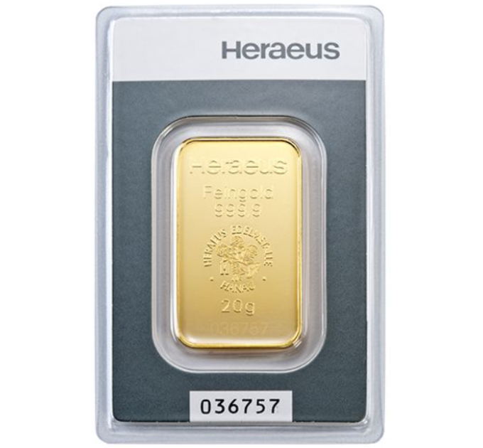 20g Goudstaaf Heraeus