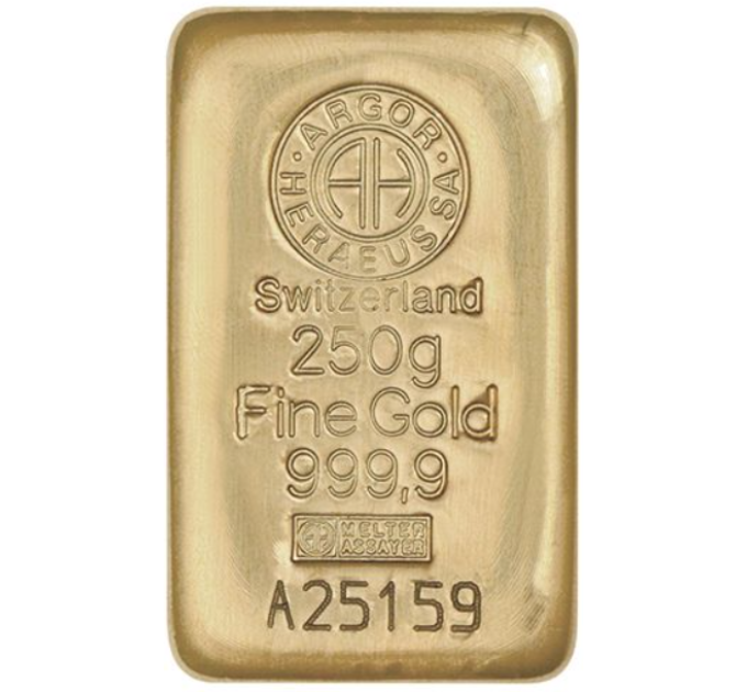 250 g Goudstaaf Argor Heraeus