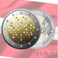 Letland 2 euro UNC 2022 - 100 Jaar Bank van Letland