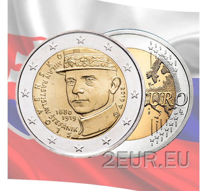Slowakije 2 euro UNC 2019 - 100e sterfdag van Milan Rastislav Stefanik