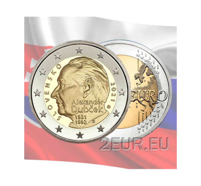 Slowakije 2 euro UNC 2021 - 100ste verjaardag van de geboorte van Alexander Dubchek