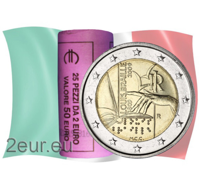 Italië 2 euro UNC rol 2009 - 200e verjaardag van de geboorte van Louis Braille